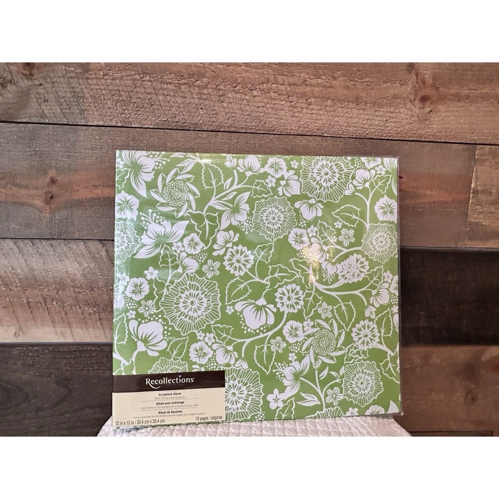 Recollections 12x12 Scrapbook Album – Green Floral Pattern – New‎ Sealed